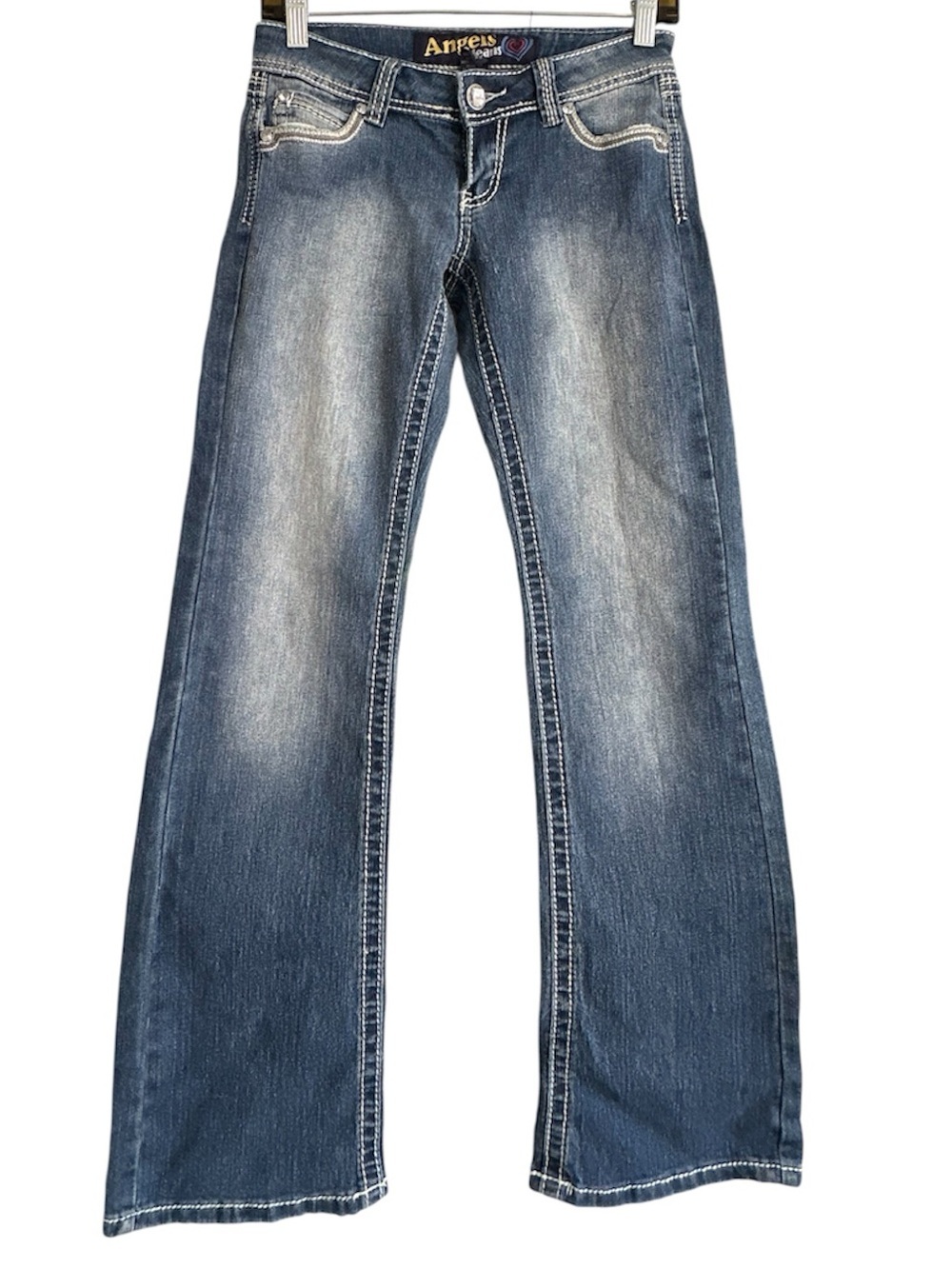 Angels Jeans Bootcut Flare Jeans, Low Waist, Distressed Denim Size 3